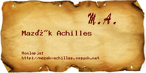 Mazák Achilles névjegykártya